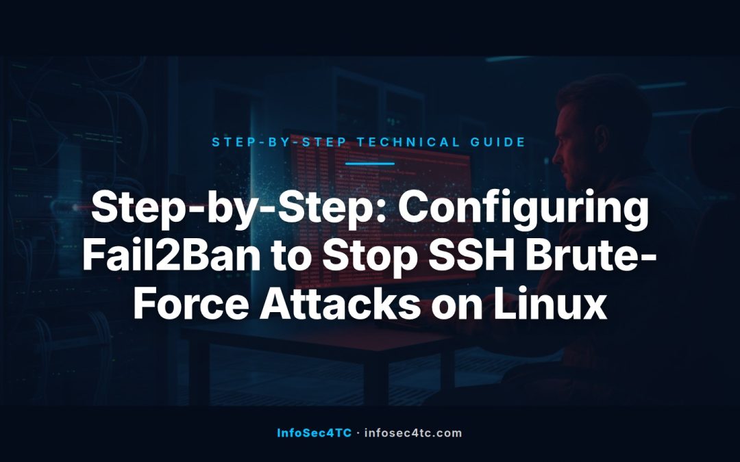Diagram showing Fail2Ban blocking a brute-force SSH login attempt on a Linux server firewall