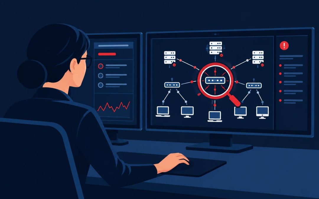 IT security analyst conducting an internal vulnerability assessment on a corporate network dashboard