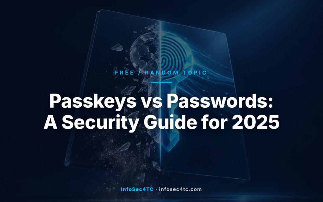 Comparison illustration of traditional password login versus passkey biometric authentication, representing passkeys vs passwords security.